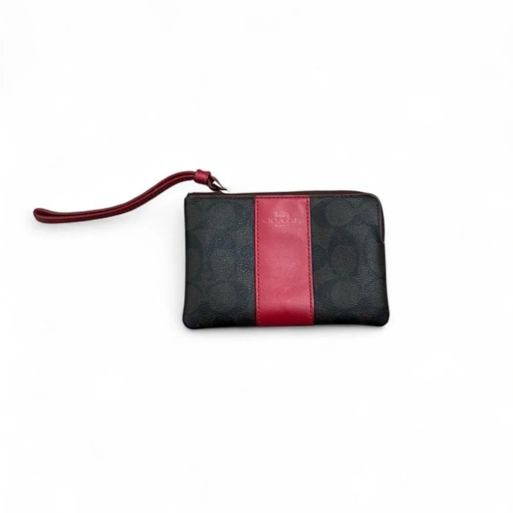 Coach Black Wristlet with Red Accent